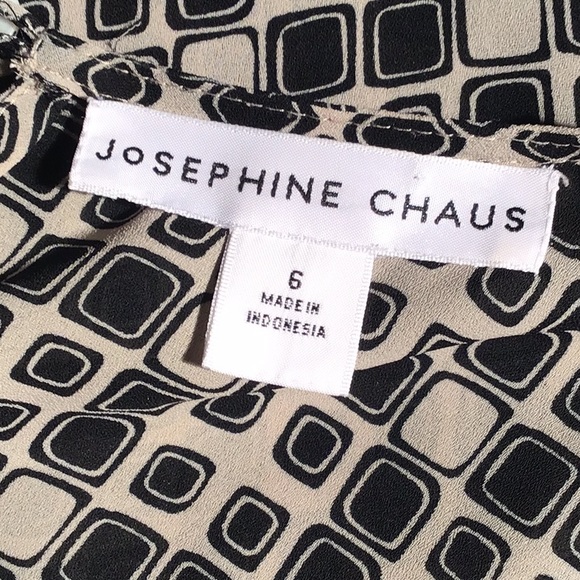 Josephine Chaus blouse semi sheer black cream geo pattern 6 - Picture 3 of 3